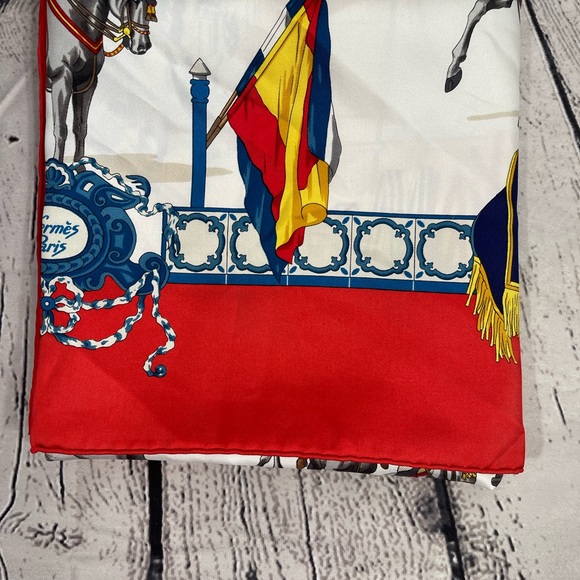 HERMES Carre 90 REAL ESCUELA ANDALUZA DEL ARTE ECUESTRE Scarf Stole Auth Women - Picture 12 of 12
